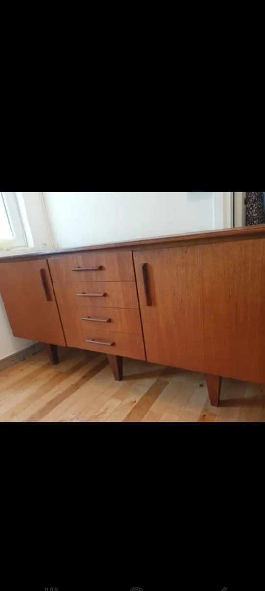mid century teak sideboard very rare solid top - Image 2