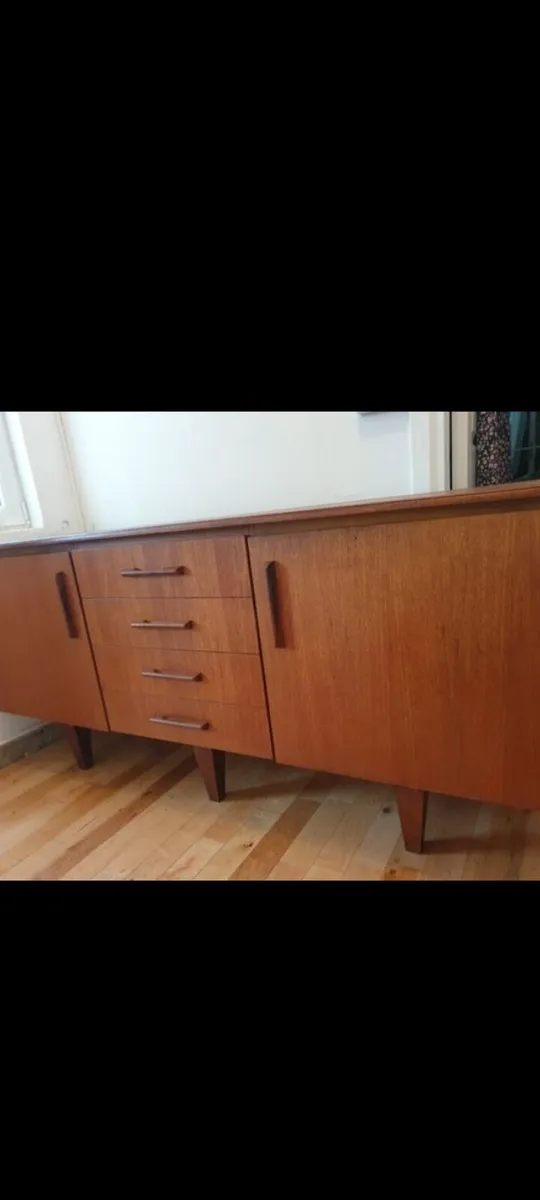mid century teak sideboard very rare solid top - Image 3