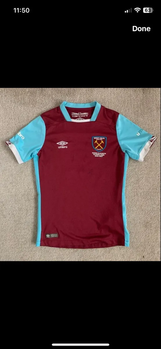 West Ham Football Jersey 6-7yrs / 134cm 8/9yrs - Image 2