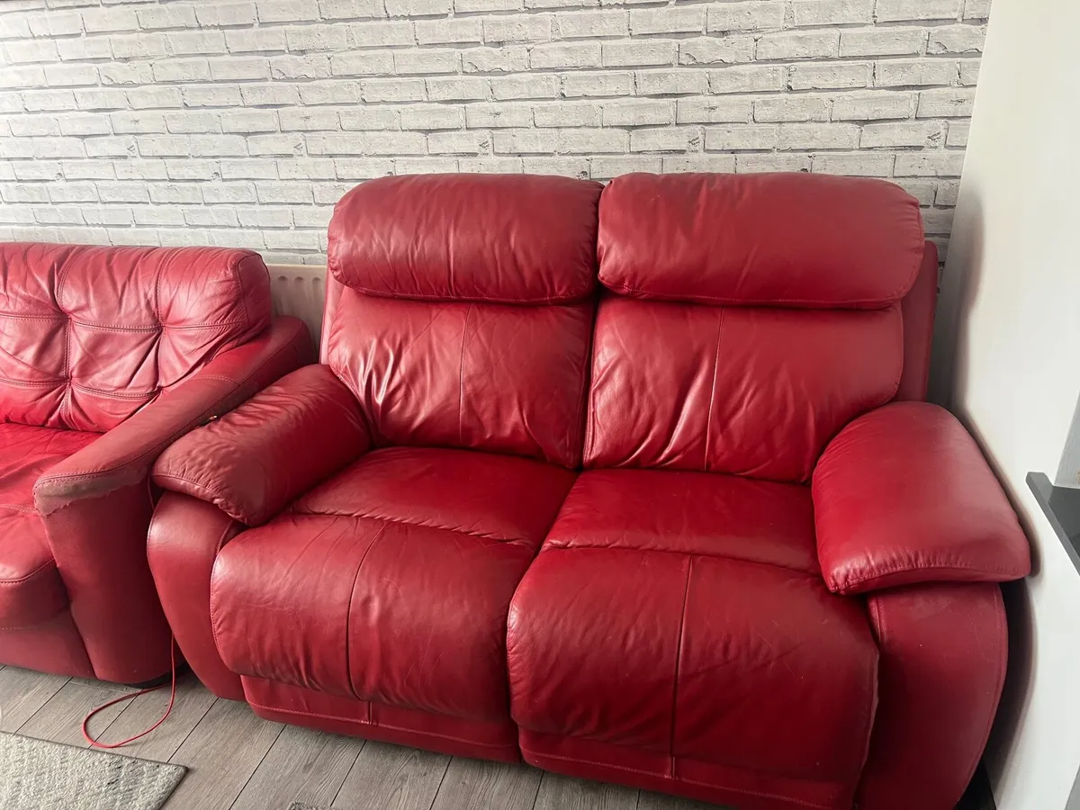 Italian leather corner sofa bed and 2 seats sofa - Image 2