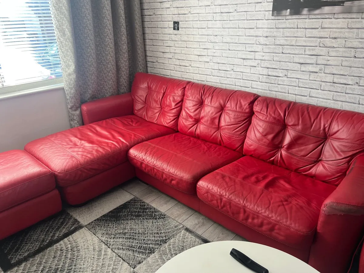 Italian leather corner sofa bed and 2 seats sofa - Image 3