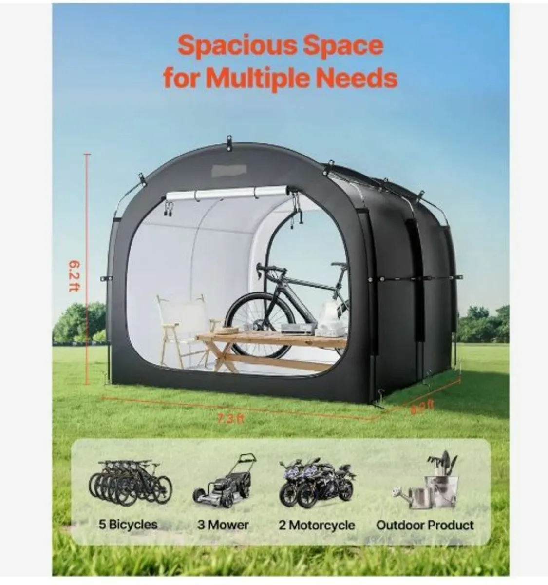 Bike Storage Tent, 5 Bikes, Outdoor - Image 2