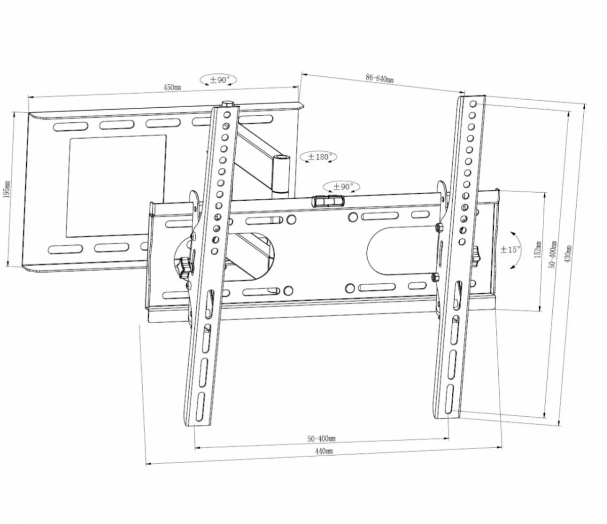 Tv Wall Bracket Tilt Swivel Full Motion 32" - 63" - Image 2