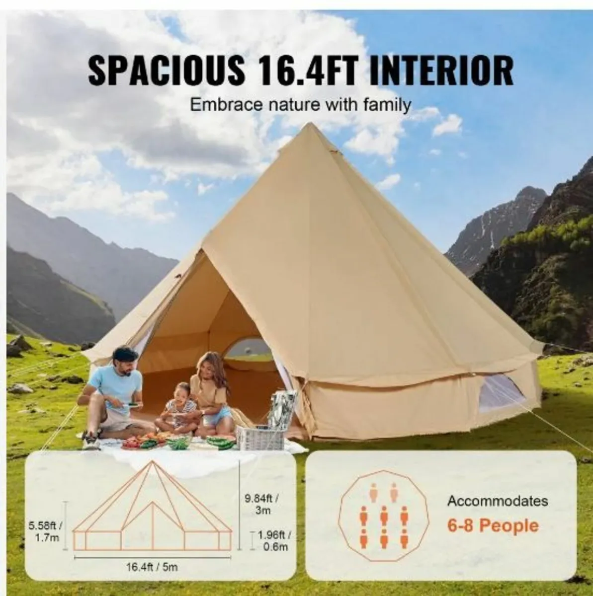 Canvas Bell Tent, 4 Seasons 3 m/9.8ft - Image 3
