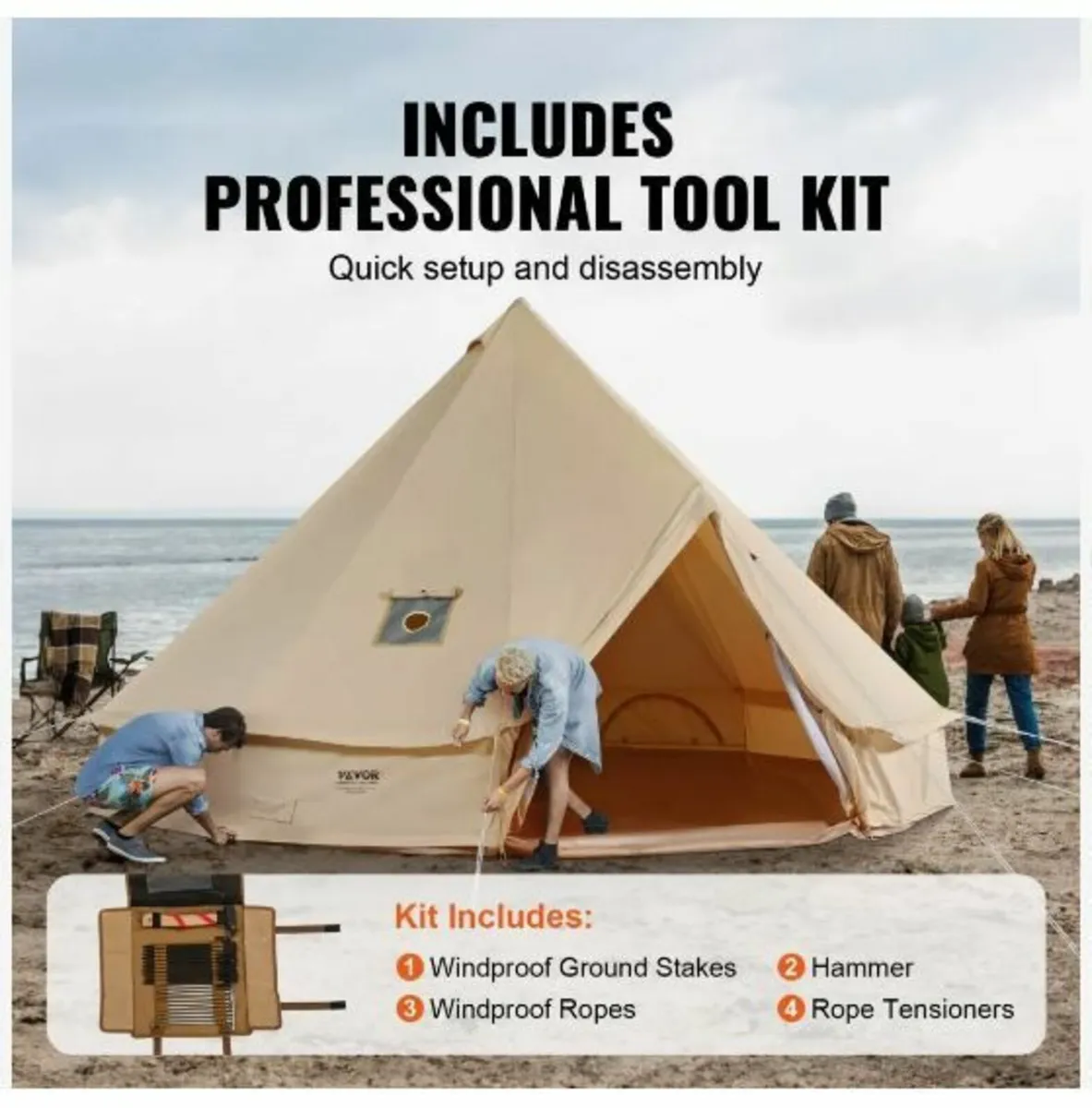 Canvas Bell Tent, 4 Seasons 3 m/9.8ft - Image 4