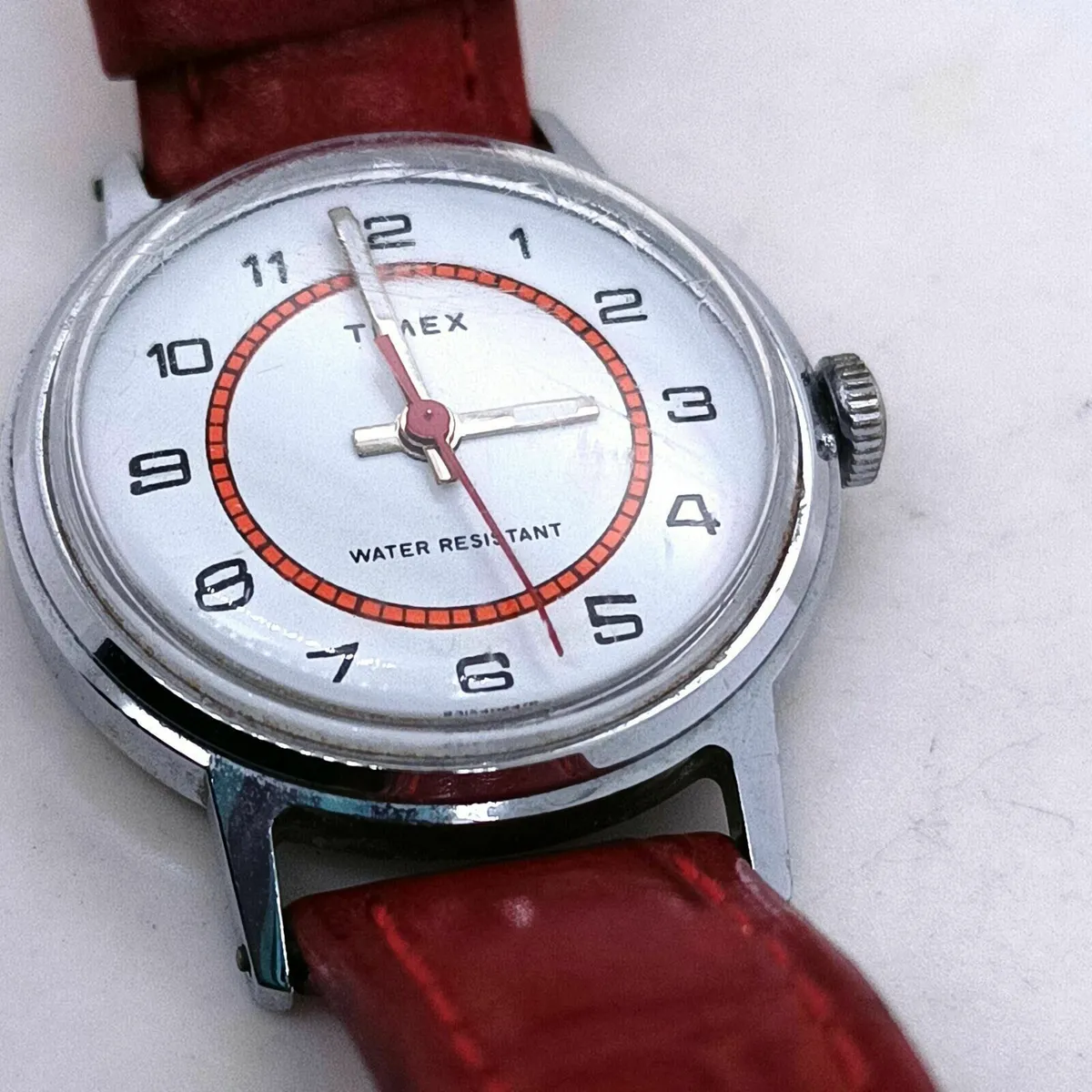 Timex Vintage Watch , Red Leather Strap - Image 4
