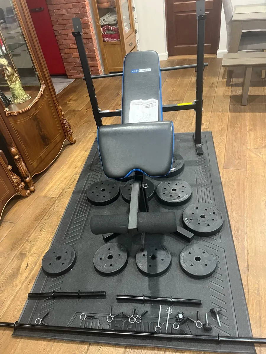 Bench barbell dumbbells and weights - Image 4