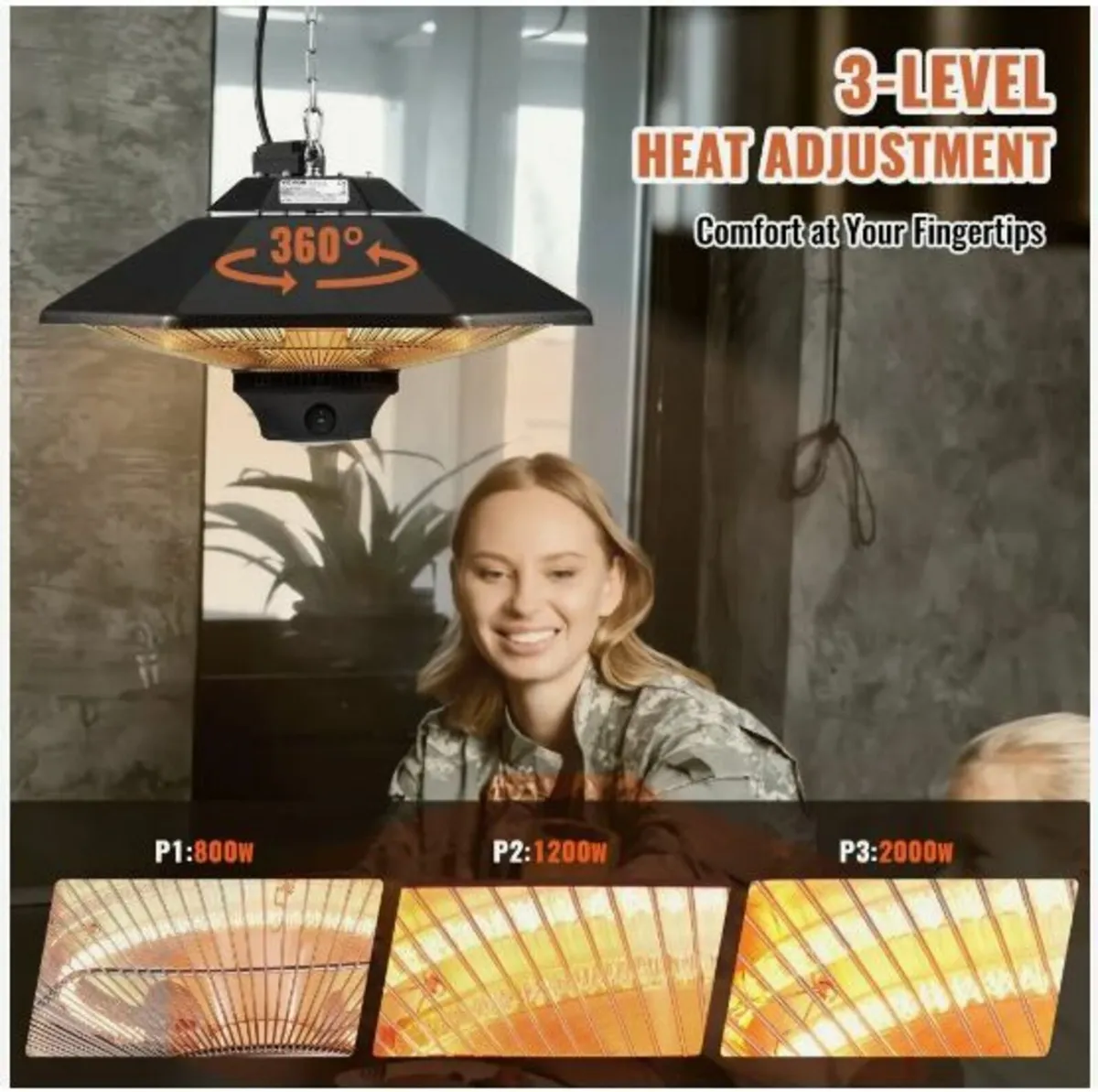 Hanging Patio Heater, 2000W Remote - Image 3