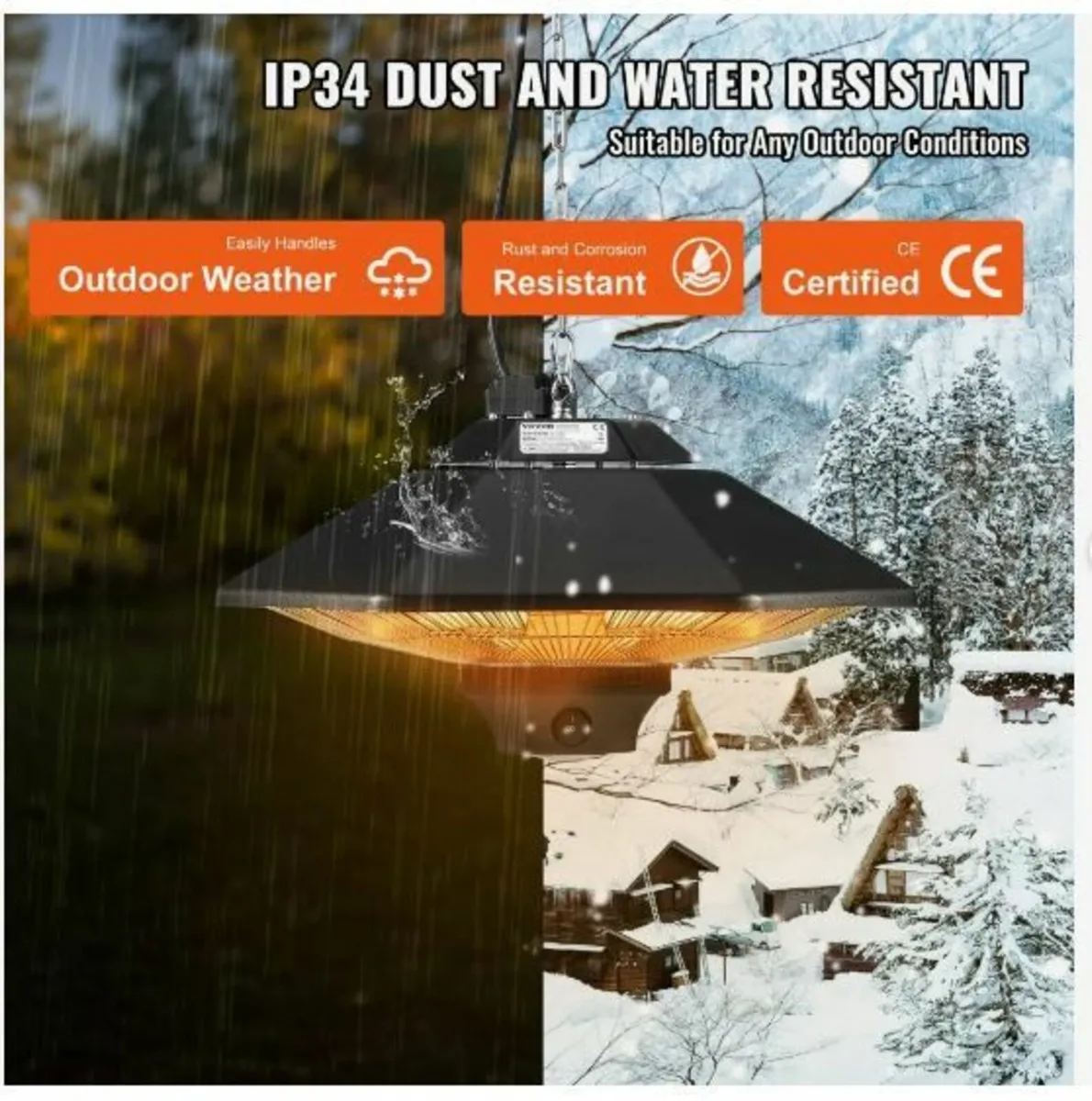 Hanging Patio Heater, 2000W Remote - Image 4