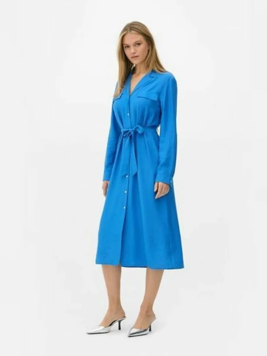 BRAND NEW Primark Blue Shirt Dress: 12 - Image 1