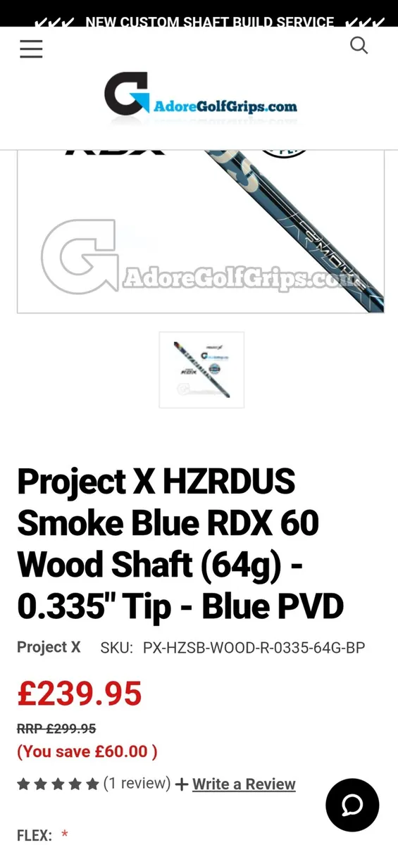 Project X Hzrdus Smoke RDX PVD Shaft. As New. - Image 2
