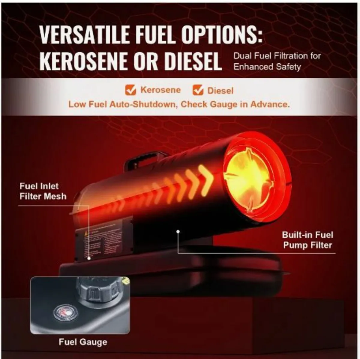 Kerosene/Diesel Forced Air Heater, 70000Btu - Image 4