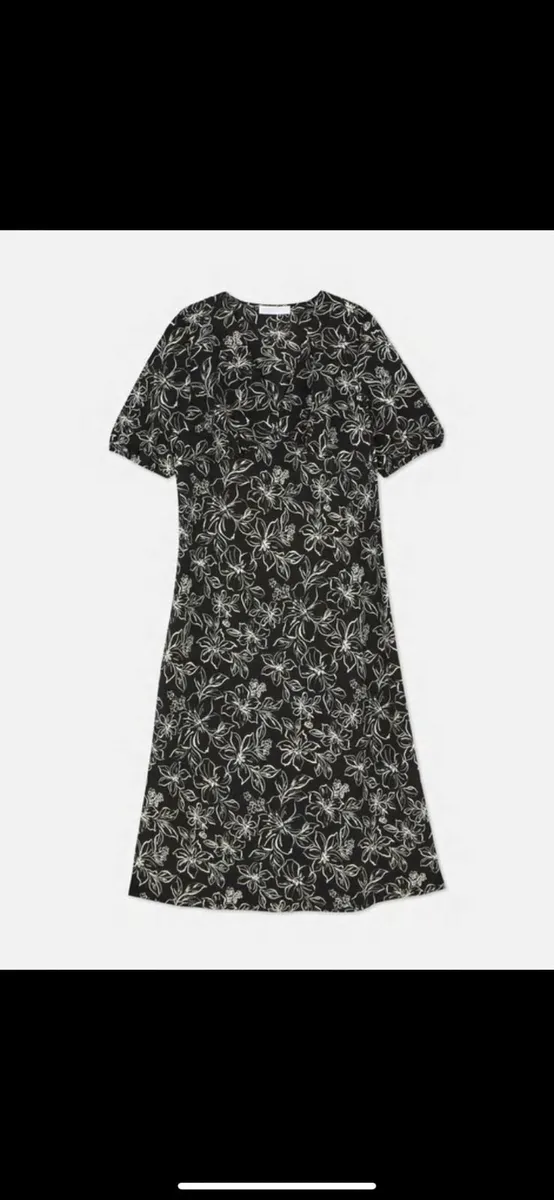 BRAND NEW Ladies Black Floral Print Dress: Size 14 - Image 2