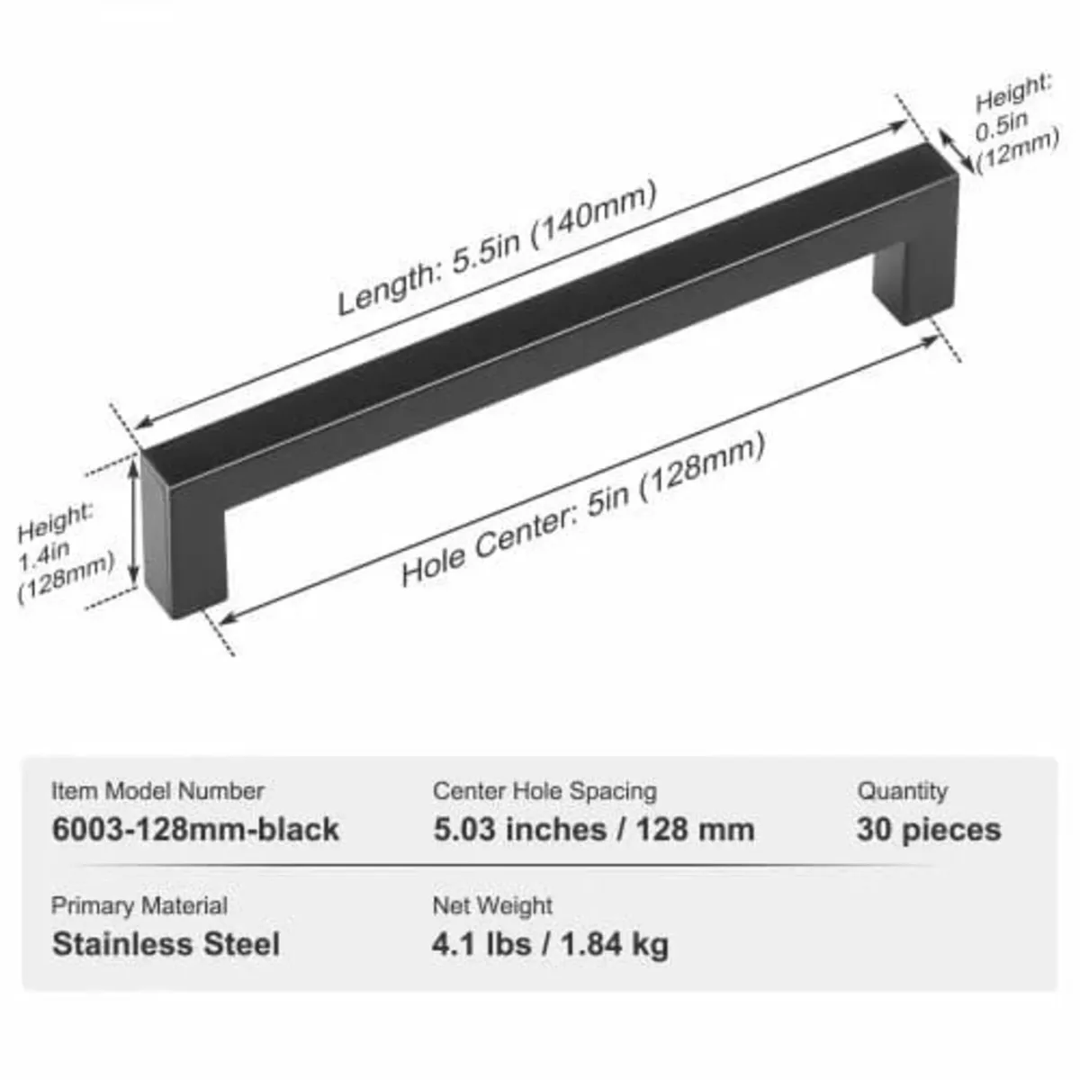 30 Pack Cabinet Pulls, 5.03in / 128mm Center to Ce - Image 2