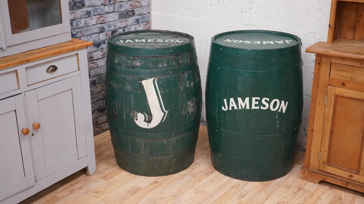 Pair of Vintage Jameson Whiskey Barrels - Image 2