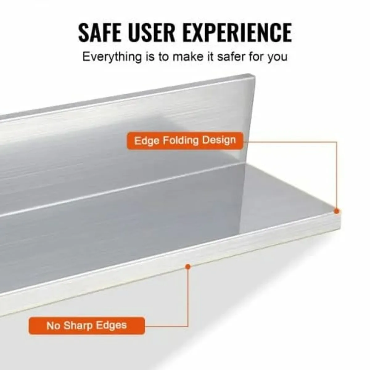 21.8 x 61 cm Stainless Steel Shelf, Wall Mounted F - Image 2