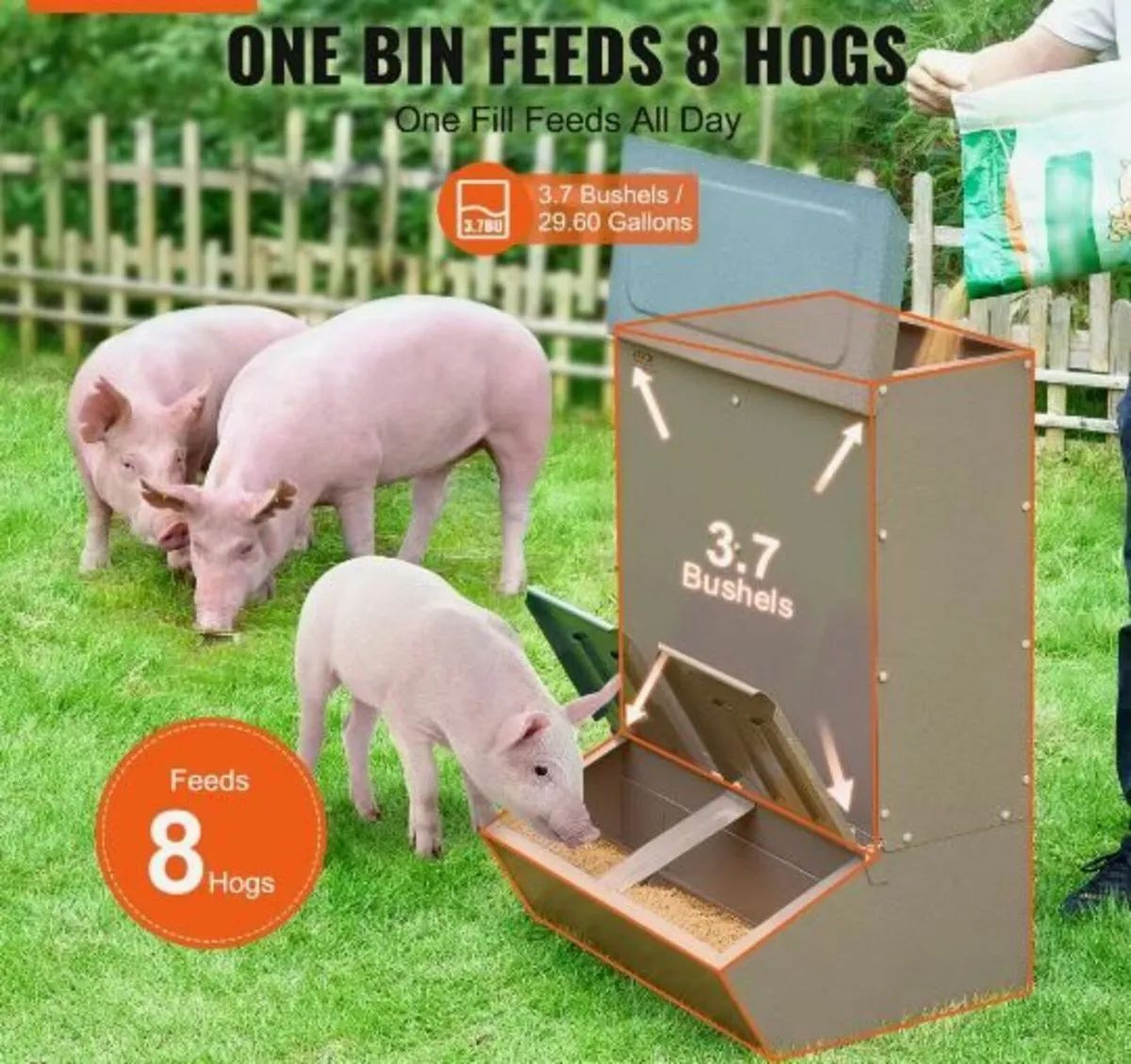 Hog Feeder, 3.7 Bushel Capacity - Image 4
