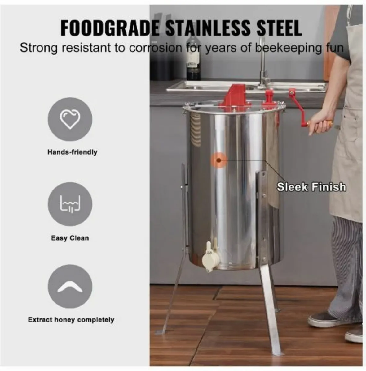 Manual Honey Extractor, 2/4 Frames - Image 3