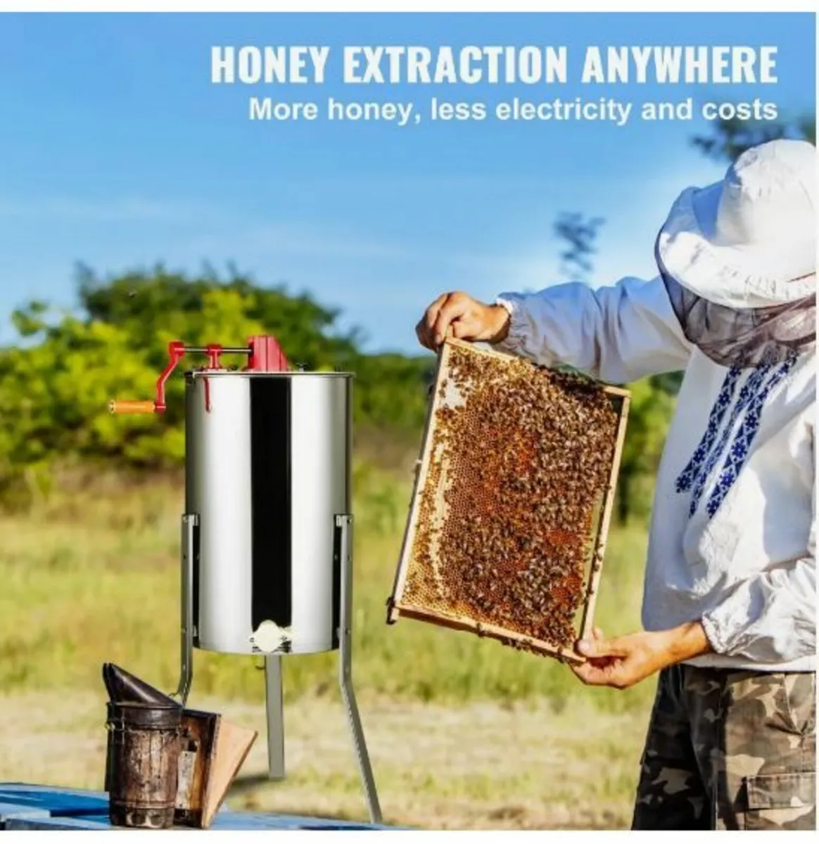 Manual Honey Extractor, 2/4 Frames - Image 4