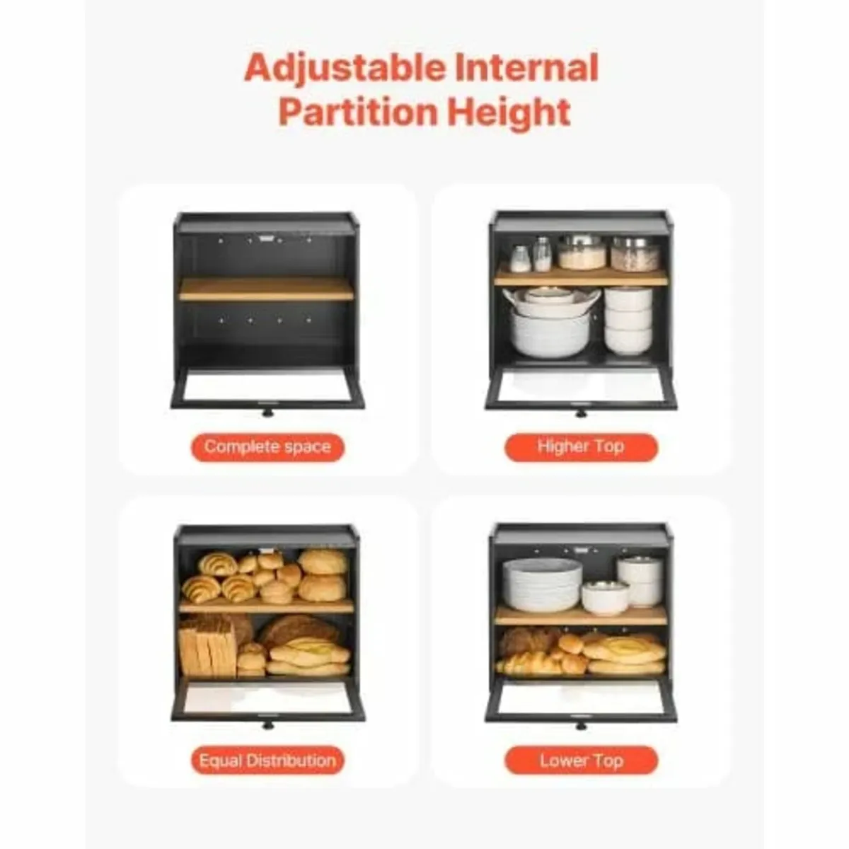 Double Layer Bread Box for Kitchen Counter, Large - Image 3