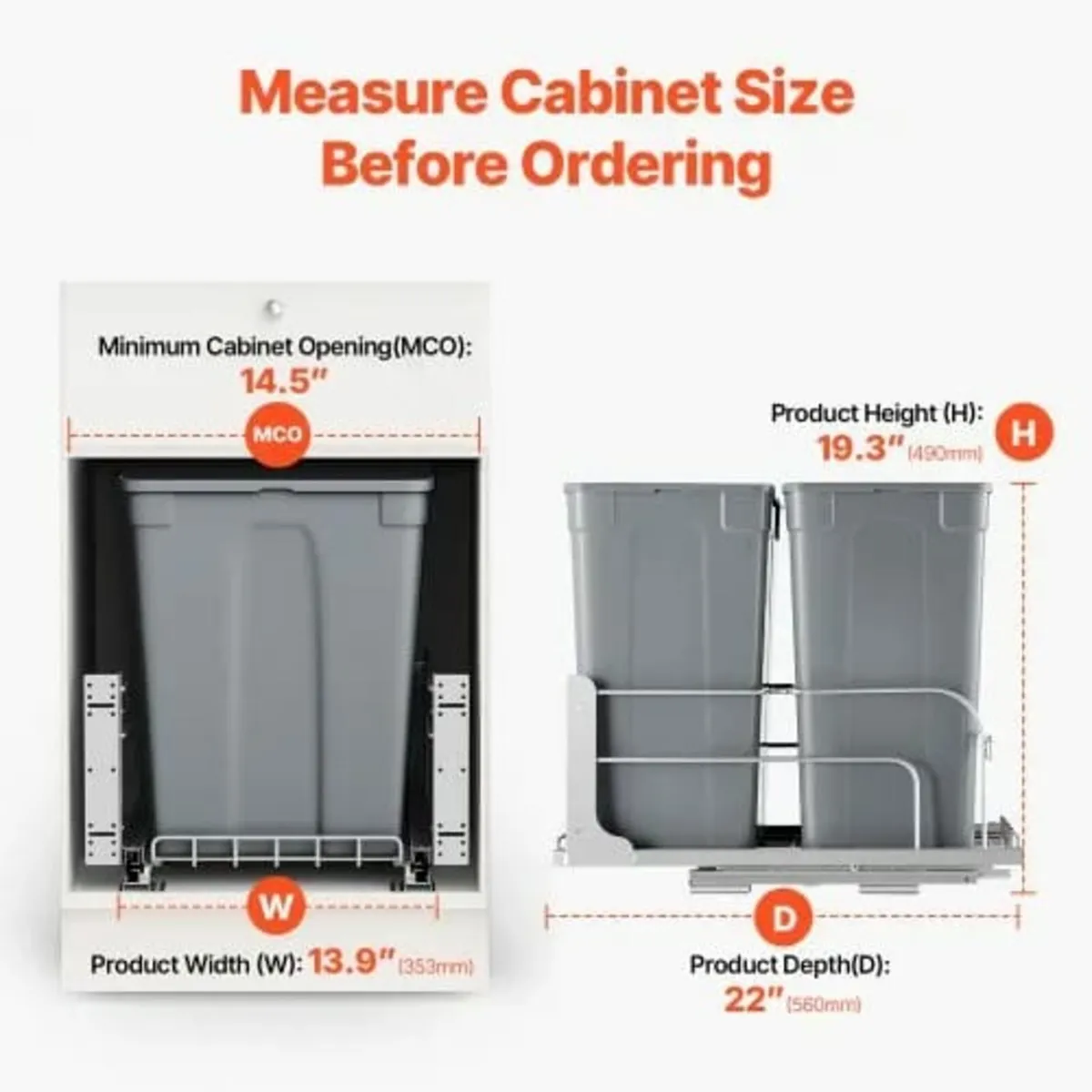 Pull-Out Trash Can, 35 QT x2 Double Under Mount Ki - Image 2