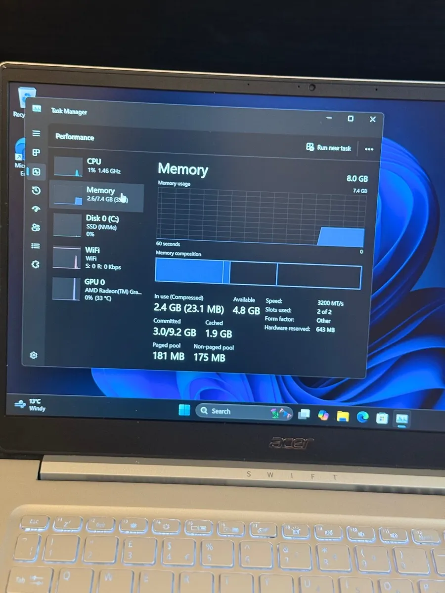 Acer Swift SF314 Laptop Ryzen5/8GB/256SSD/FHD - Image 4