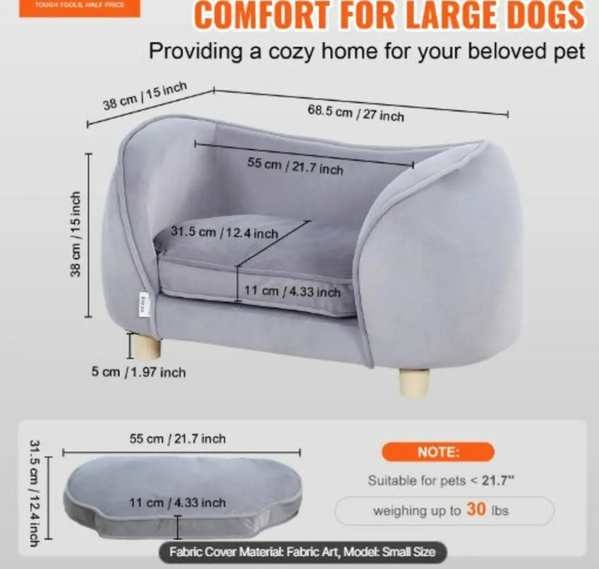 Pet Sofa, Dog Couch for Small Dogs and Cats, Soft - Image 2