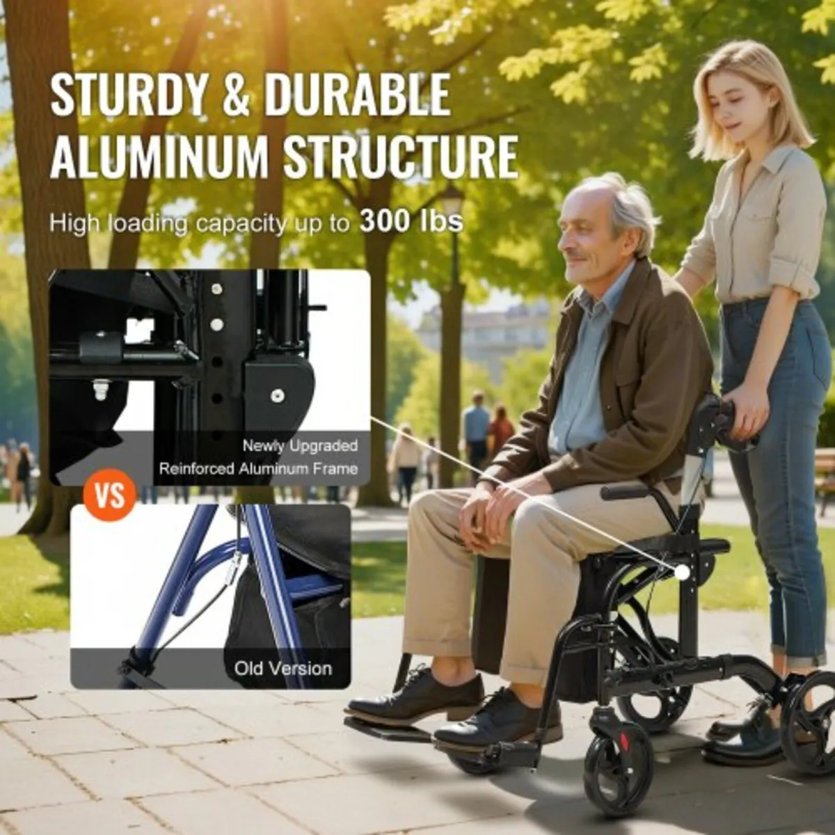 2 in 1 Rollator Walker & Transport Chair for Senio - Image 2