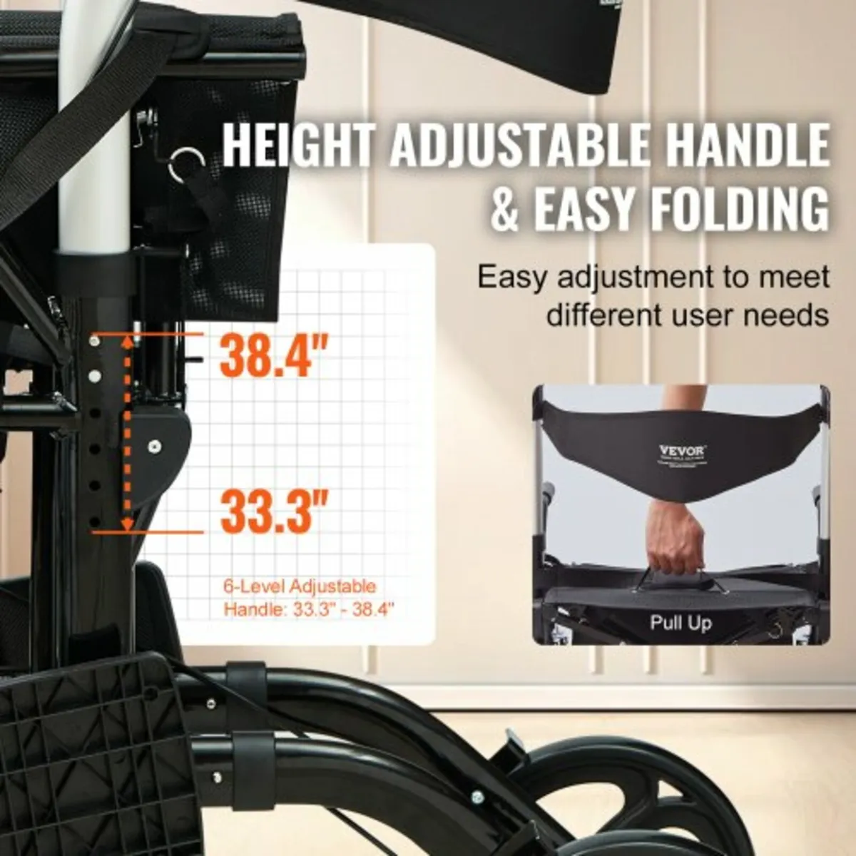 2 in 1 Rollator Walker & Transport Chair for Senio - Image 3