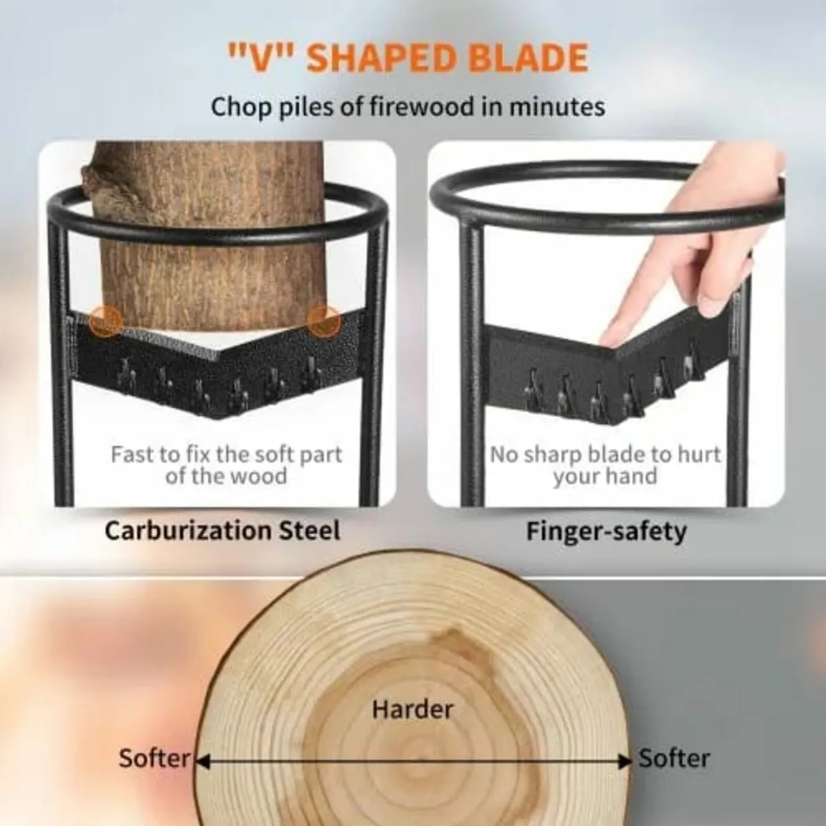 Wood Splitter, XL Log Splitter for 21.8 cm Dia. Wo - Image 2