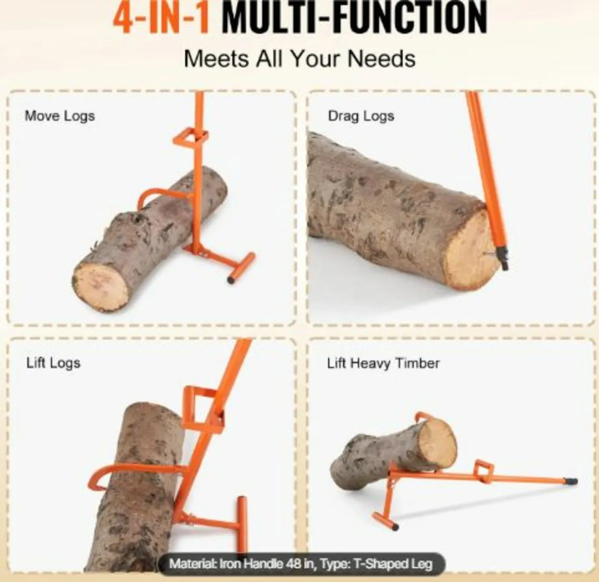 Timberjack, 46.5 in, 4 in 1 Heavy Duty Steel Log - Image 4