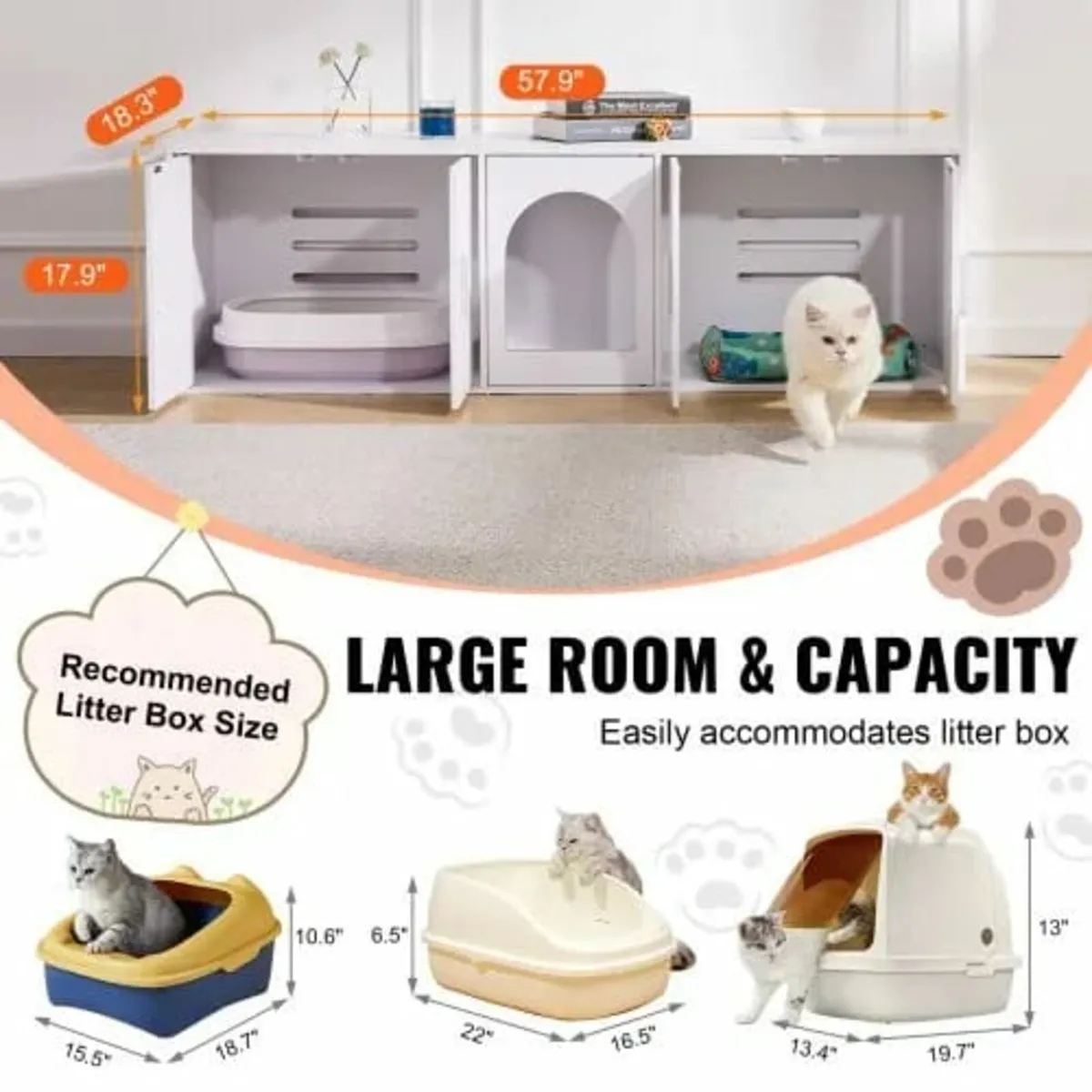 Cat Litter Box Enclosure Wooden Litter Box Furnitu - Image 3