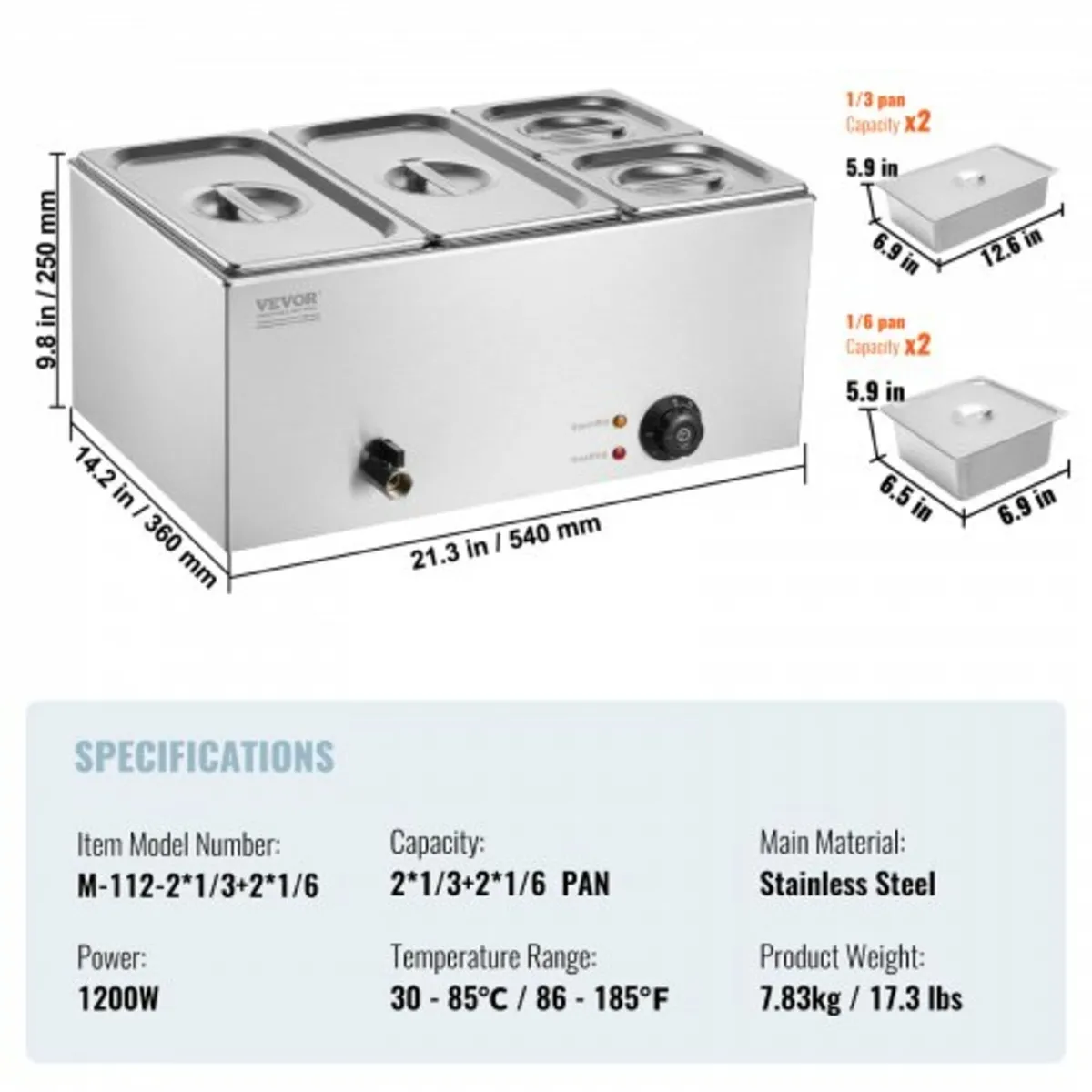 4-Pan Commercial Food Warmer, 15.5L Electric Steam - Image 4