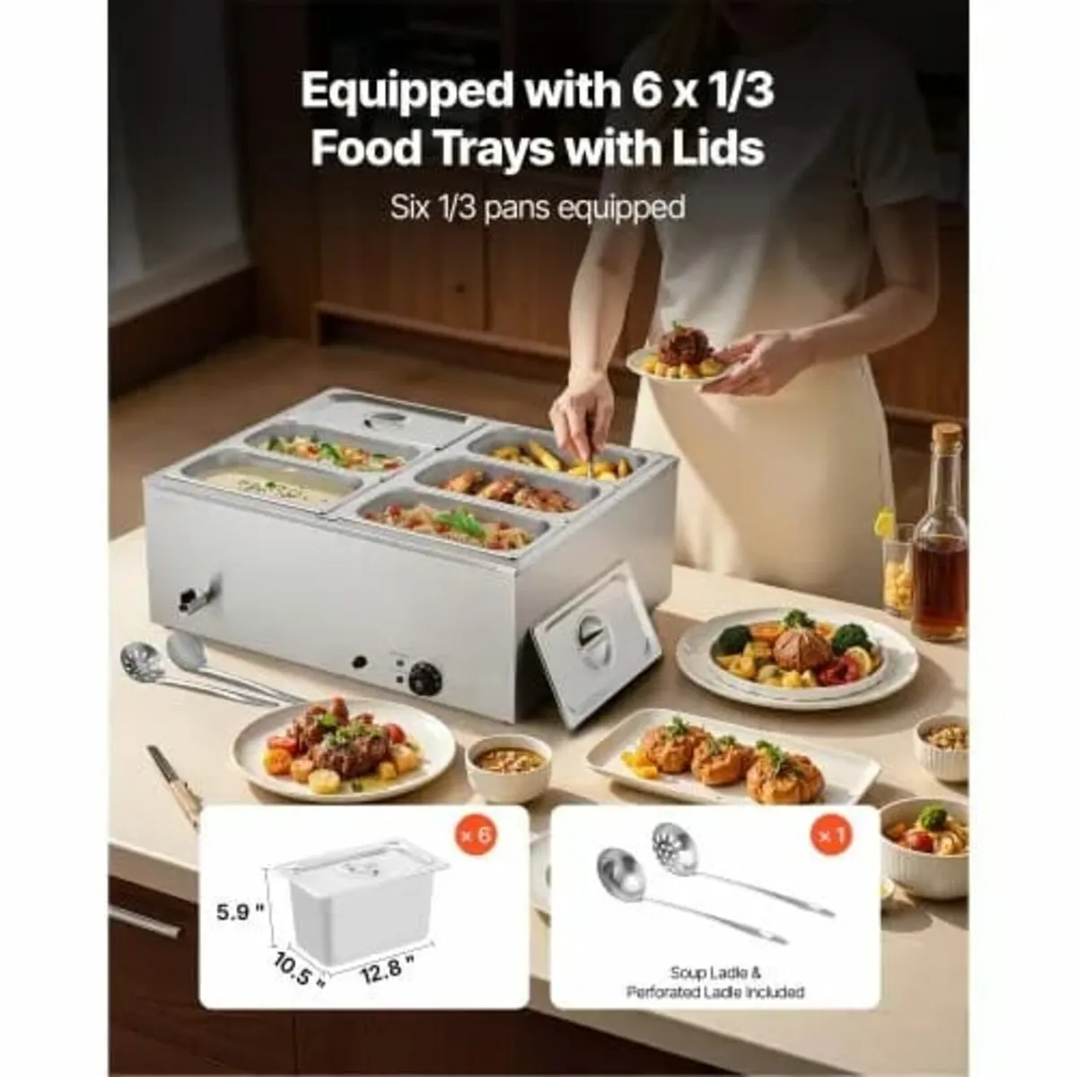 Commercial Food Warmer, 1500W Electric Stainless S - Image 3