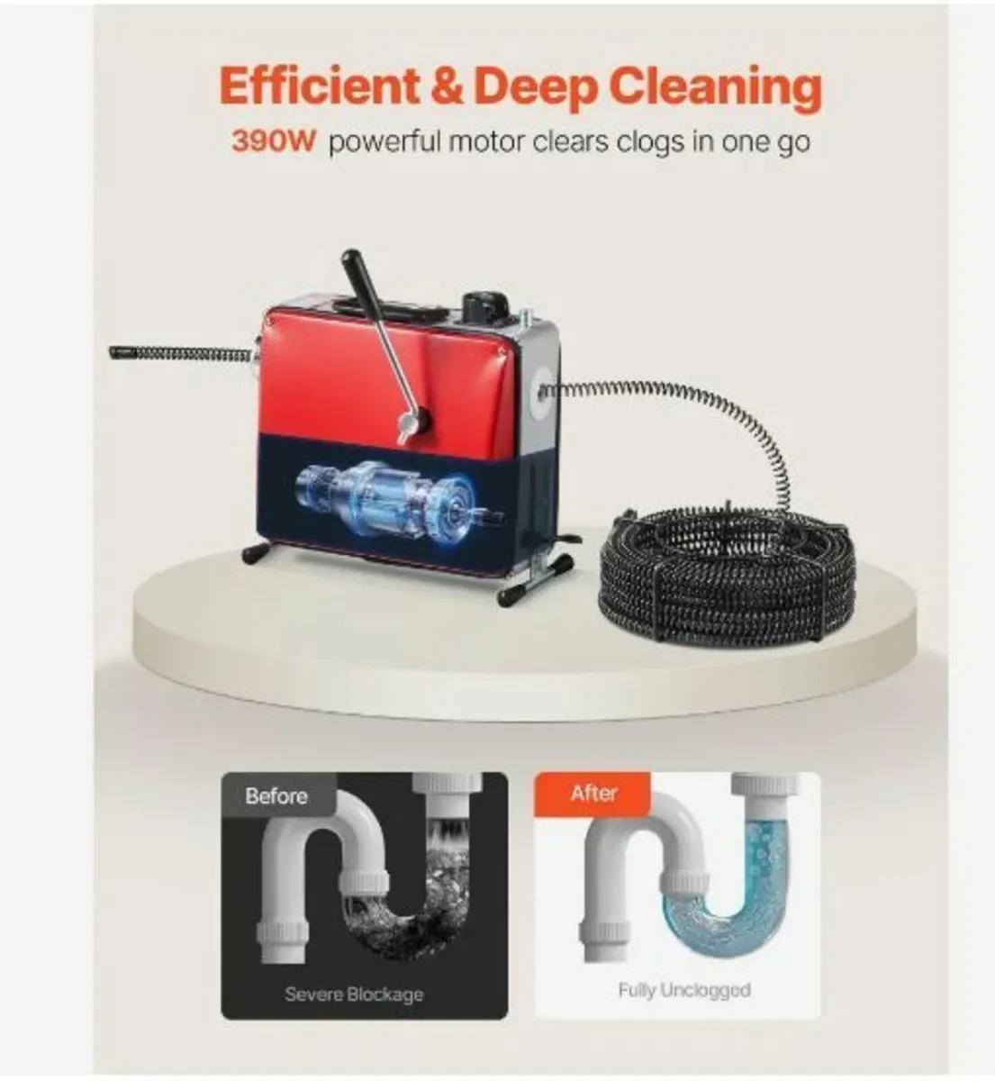 Drain Cleaner Machine, 390W 1400RPM - Image 3