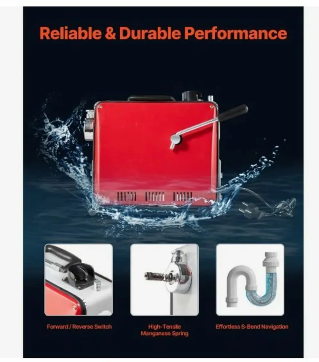 Drain Cleaner Machine, 390W 1400RPM - Image 4