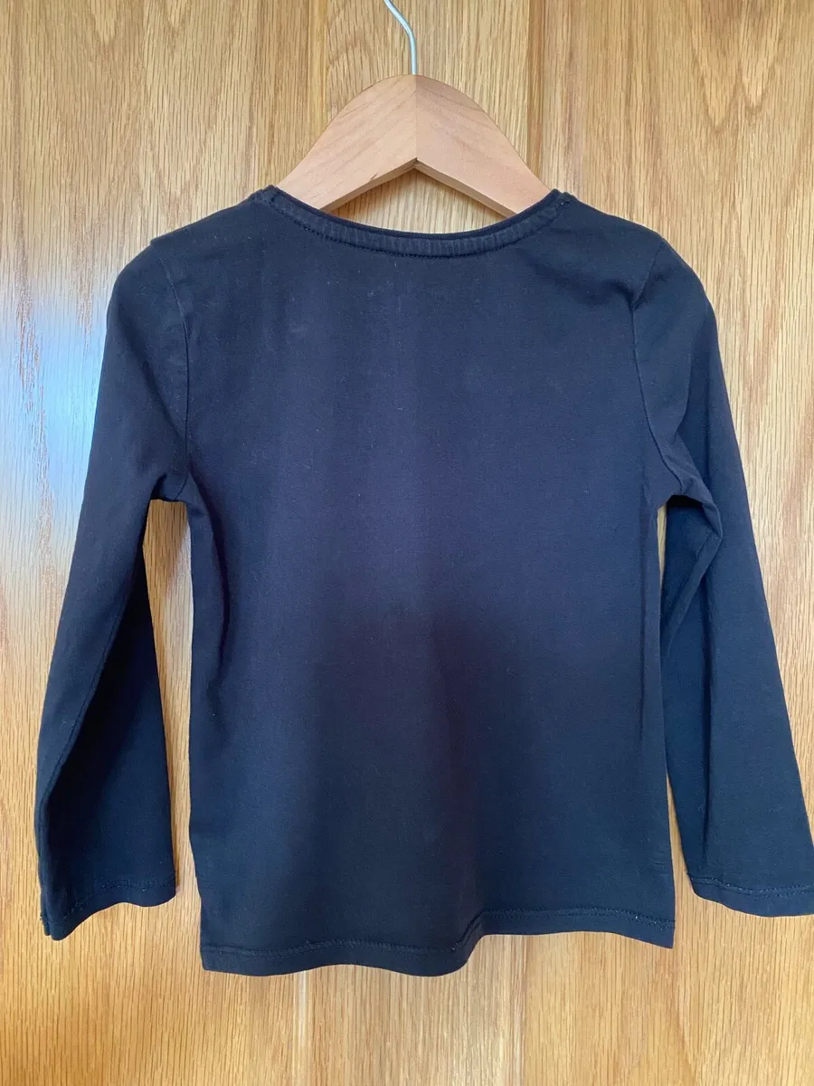 Girl’s Black Sparkle Long Sleeve Top - Image 2