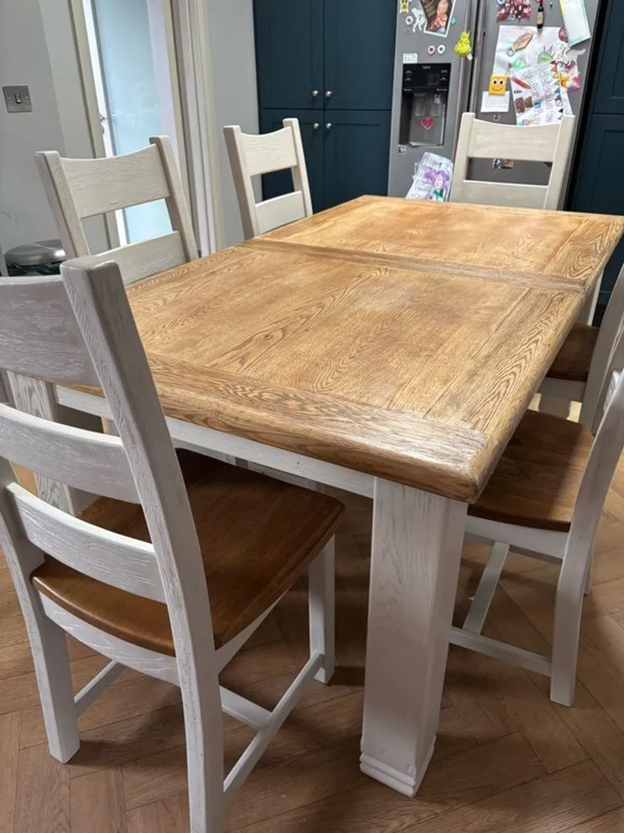 solid Oak Extendable Dining Table & 6 Chairs - Image 1