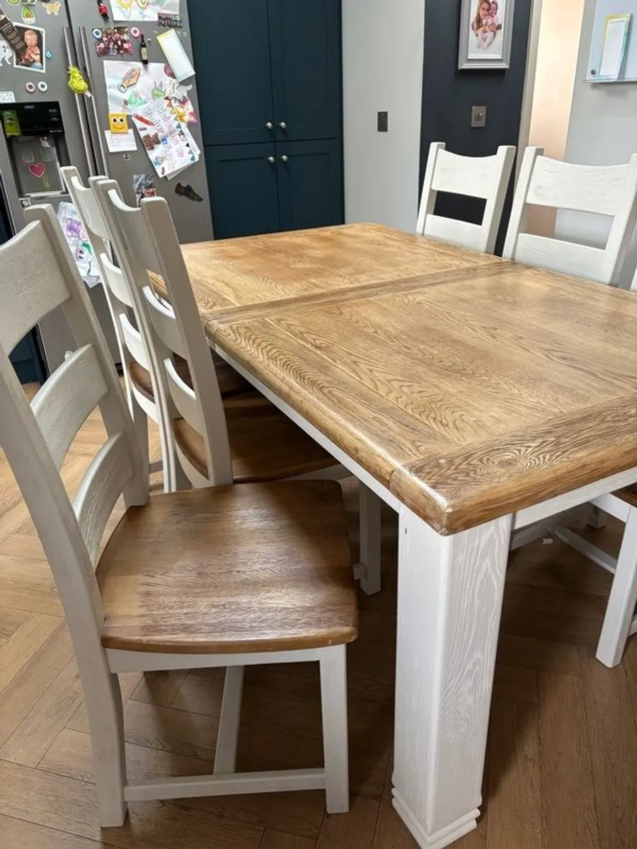 solid Oak Extendable Dining Table & 6 Chairs - Image 4