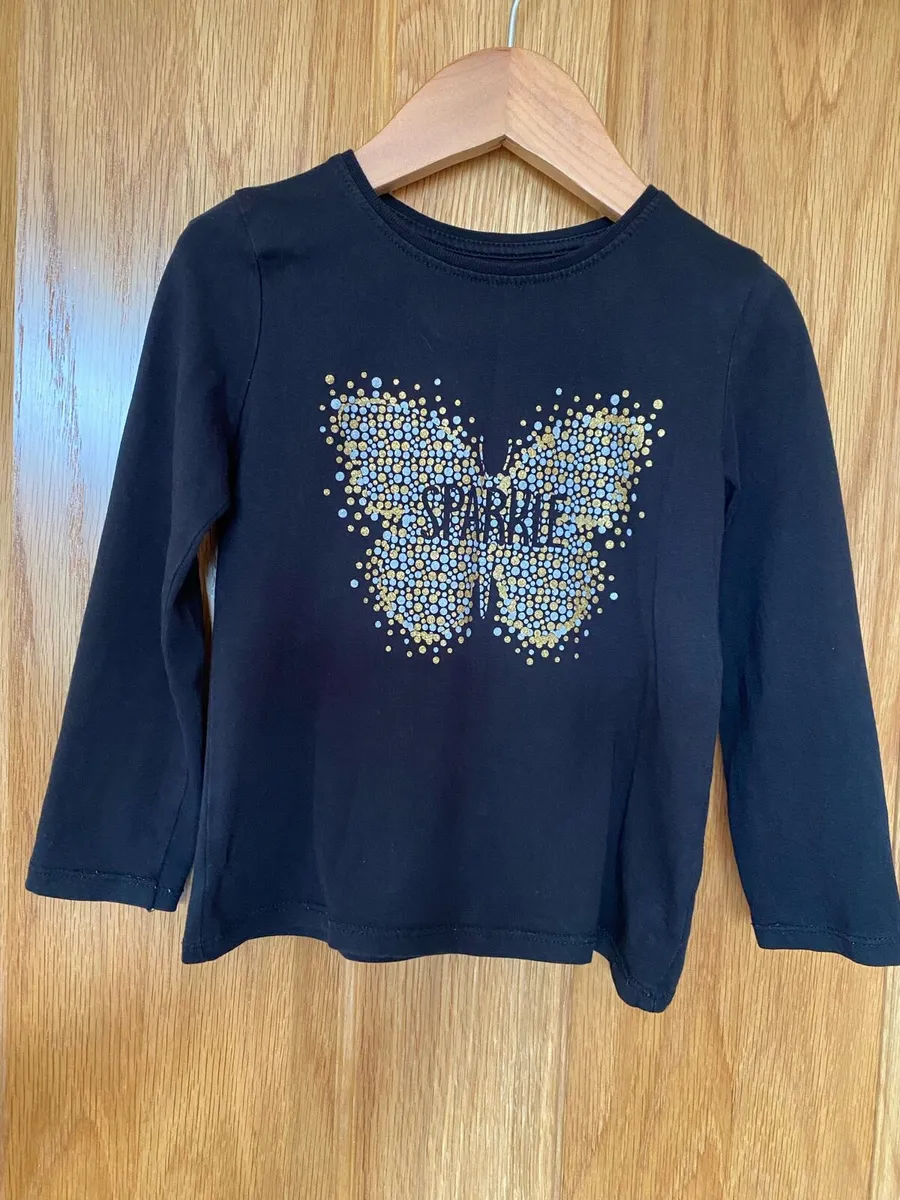 Girl’s Black Sparkle Long Sleeve Top - Image 4