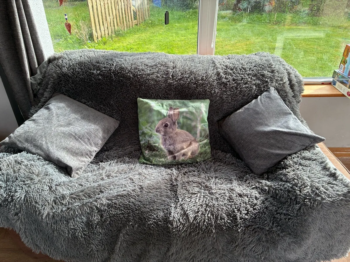 Brown suede two seater recliner sofa - Image 1