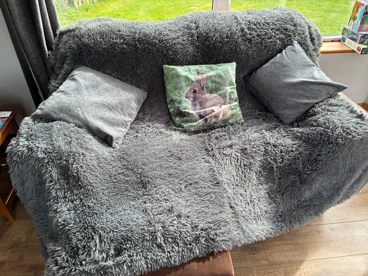Brown suede two seater recliner sofa - Image 2