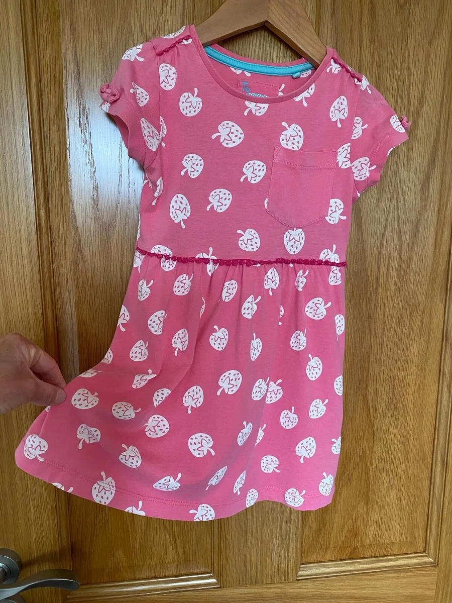 Girl’s Pink Strawberry Cotton Dress - Image 4
