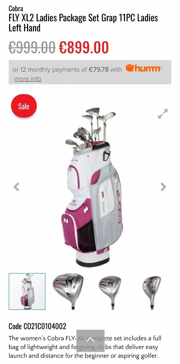 Cobra FLY XL Ladies Package Set 11PC  Ladies Left - Image 2