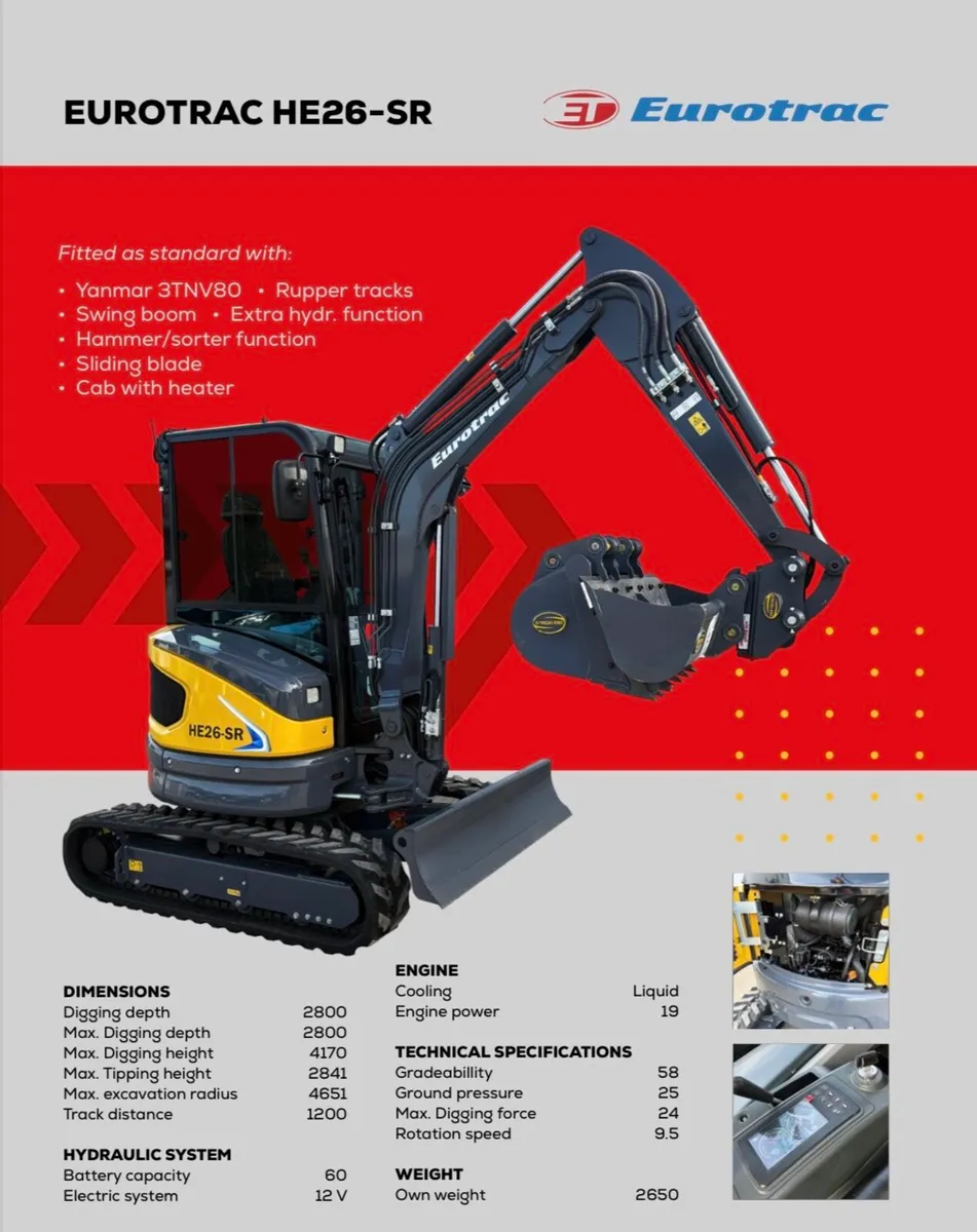 NEW Eurotrac HE26-SR Mini Excavator - Image 1