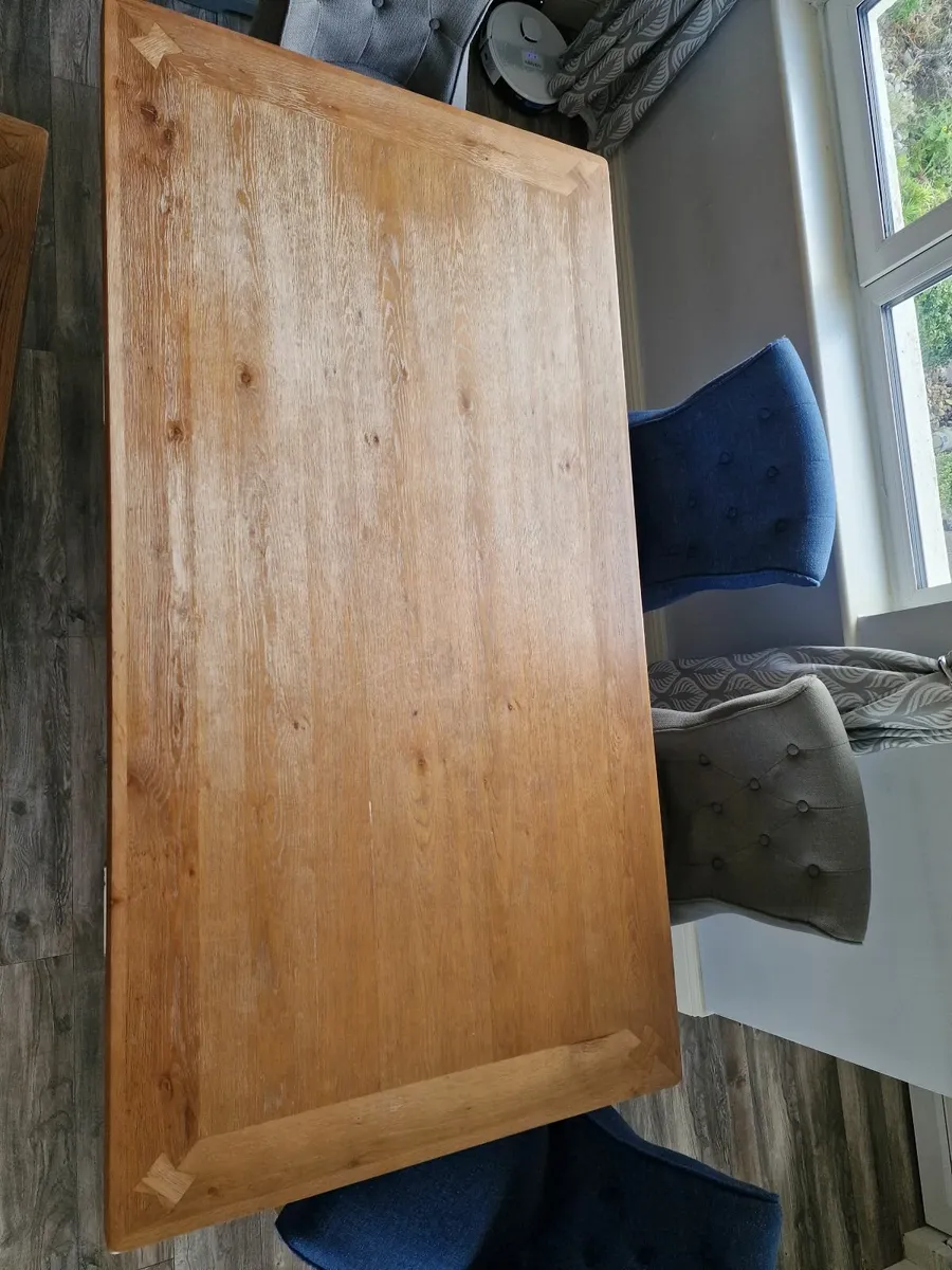 Heavy Oak Dining Table, Bench & Chairs - Image 2