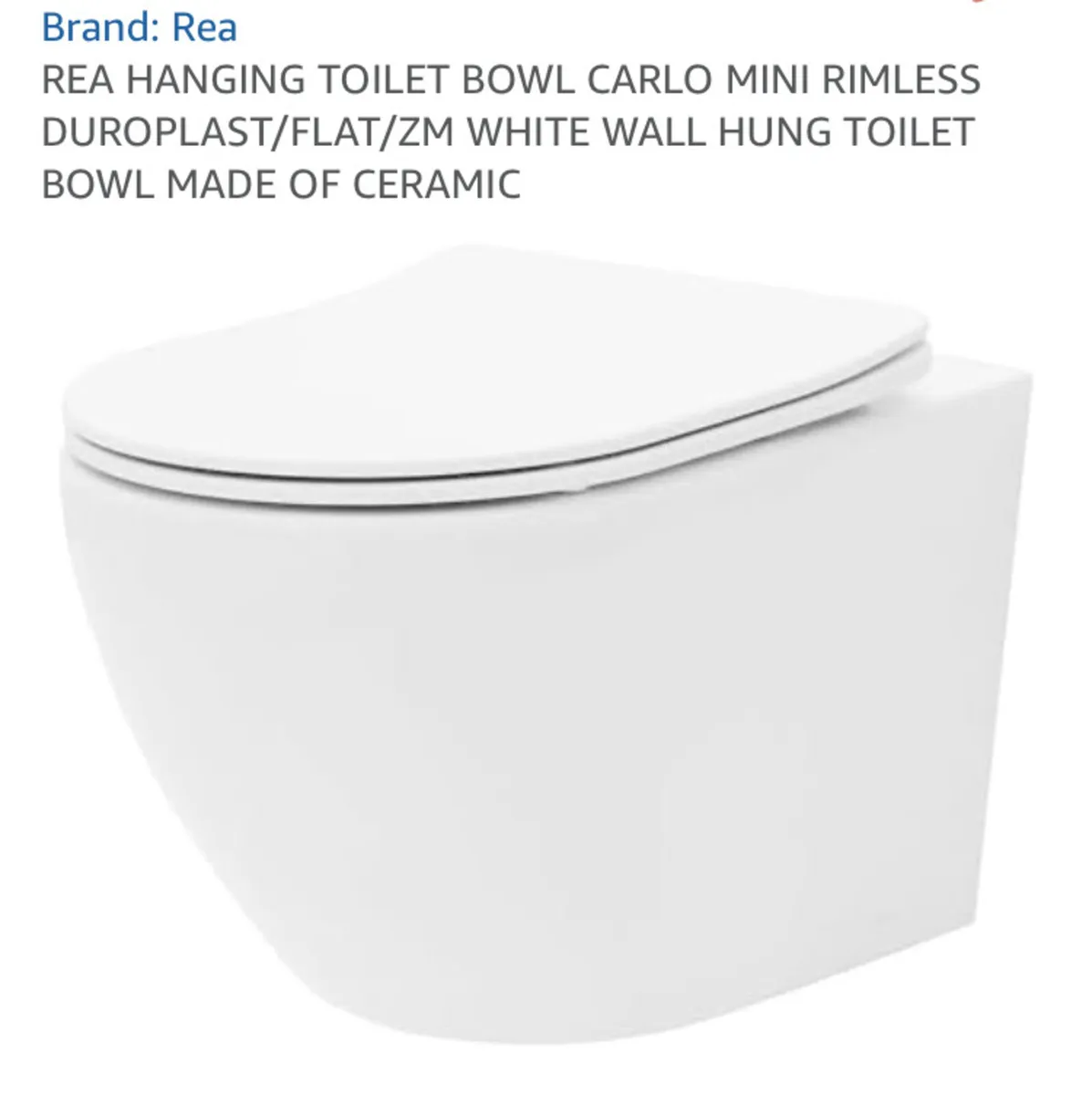 Wall hung toilet rea rimless with soft close seat - Image 1
