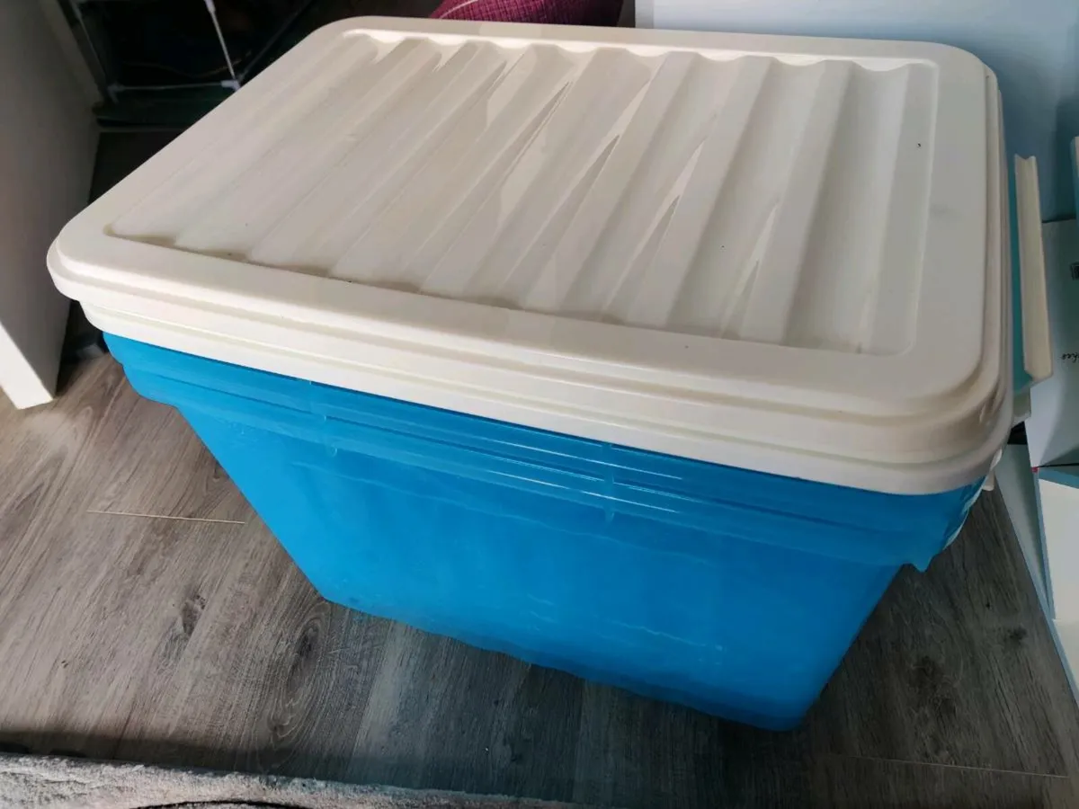 Wheeled Blue Storage Boxes x3 - Image 1