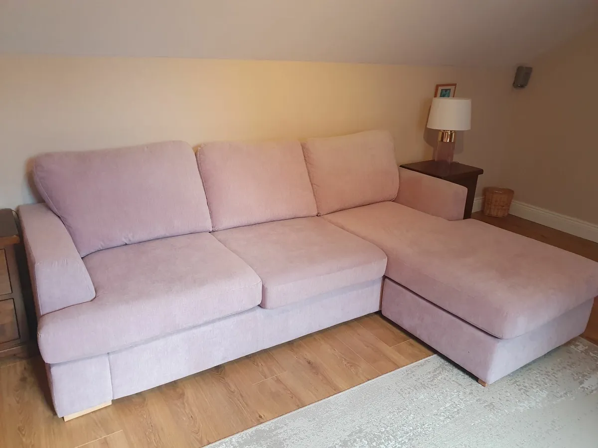L Shaped Couch With Matching Cuddle Chair & Stool - Image 4