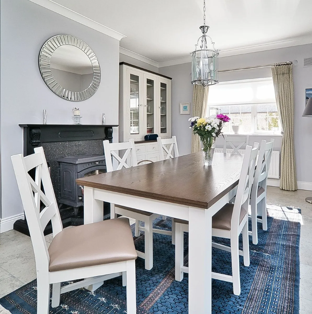 Solid Wood Kitchen Dining Table & 6 Chairs